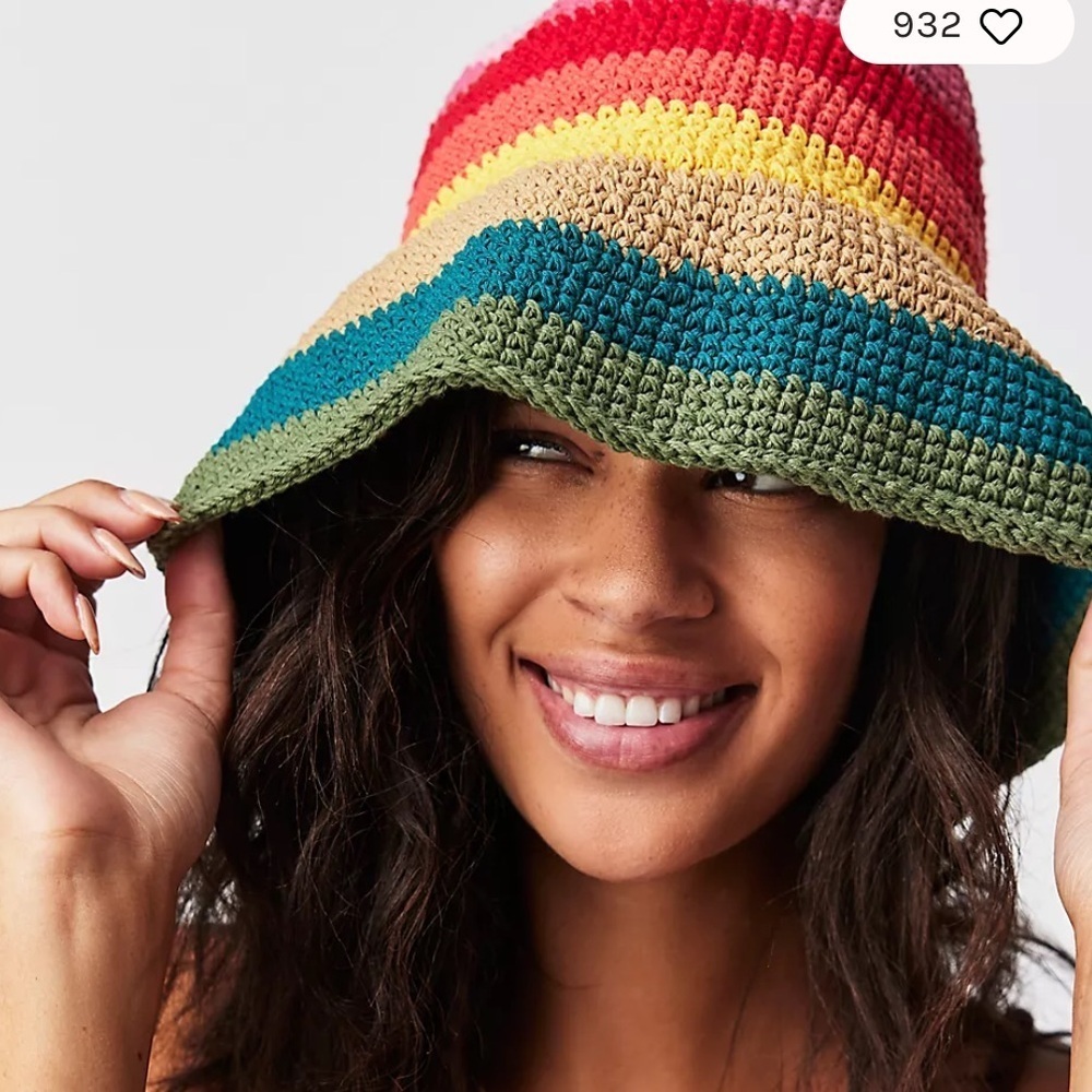 Free People X Lack of color island crochet hat Multicolor Crochet Bucket Hat New